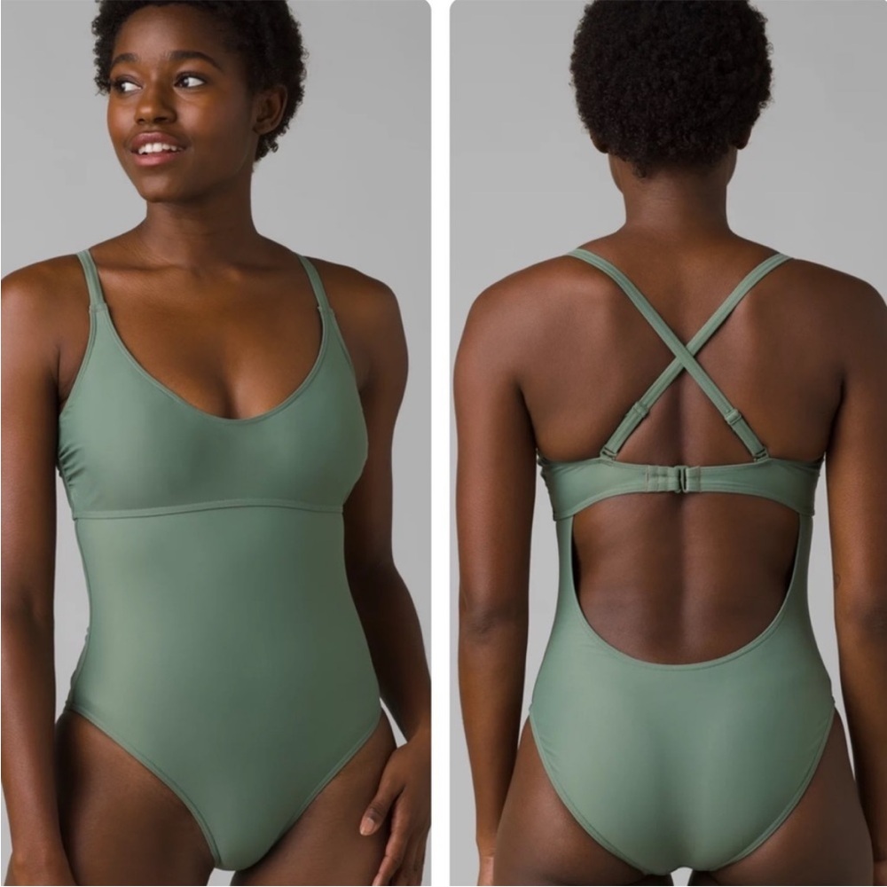 PRANA NWT WOMEN’S MARINA ONE PIECE SWIMSUIT ARMY GREEN XS/32D S/34D